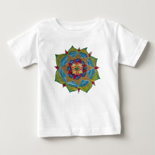 Kleurrijk Mandala Baby Fine Jersey T-shirt (Voorkant)