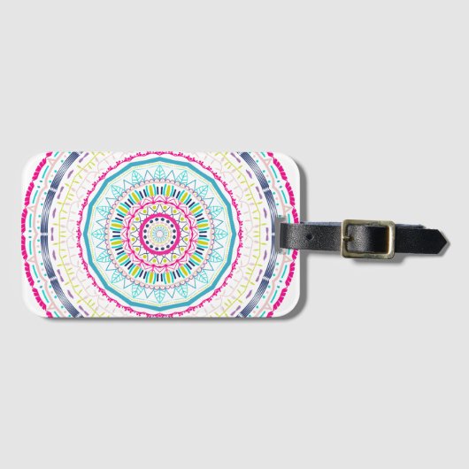 kleurrijk mandala bagagelabel (Voorkant (horizontaal))