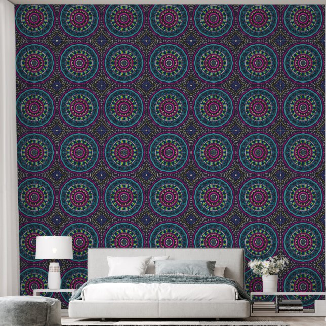 kleurrijk mandala behang (Slaapkamer)