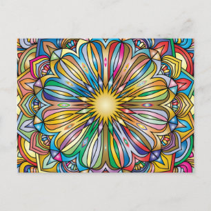 Kleurrijk Mandala Bloem Abstract Geometrisch Patro Briefkaart