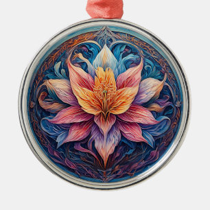 Kleurrijk Mandala Bloemontwerp Metalen Ornament