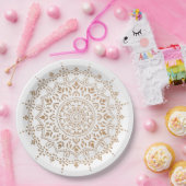 Kleurrijk mandala-bloemontwerp papieren bordje (Feest)