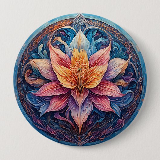 Kleurrijk Mandala Bloemontwerp Ronde Button 4,0 Cm (Voorkant)