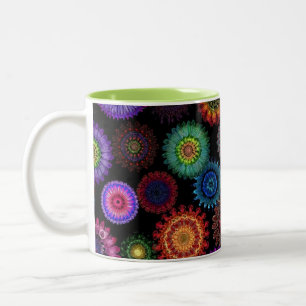 Kleurrijk Mandala Bloempatroon Levendig Boho Kun Tweekleurige Koffiemok