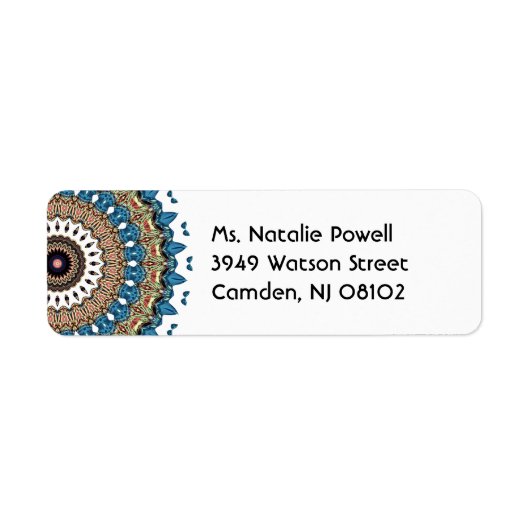 Kleurrijk Mandala Design Etiket (Voorkant)