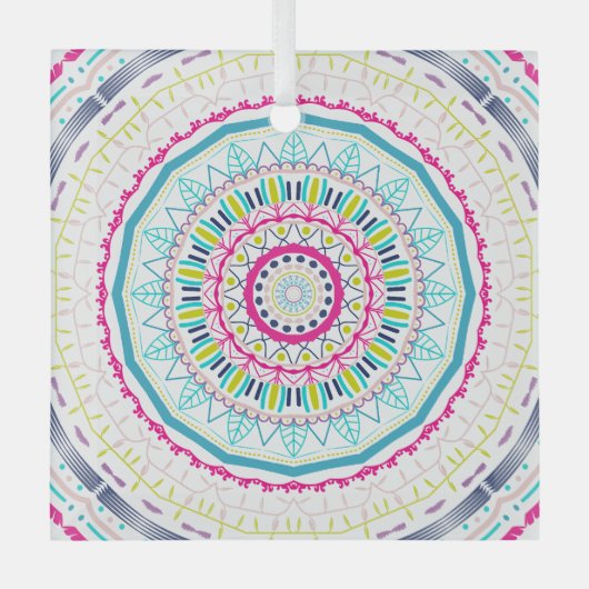 kleurrijk mandala glas ornament (Voorkant)