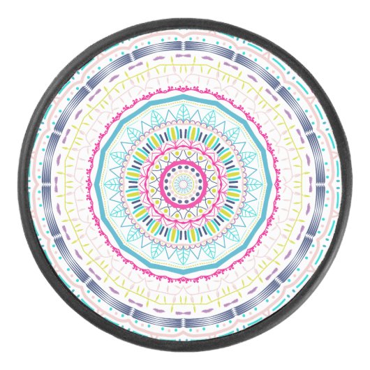 kleurrijk mandala hockey puck (Voorkant)