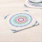 kleurrijk mandala kartonnen onderzetters (Schuin)