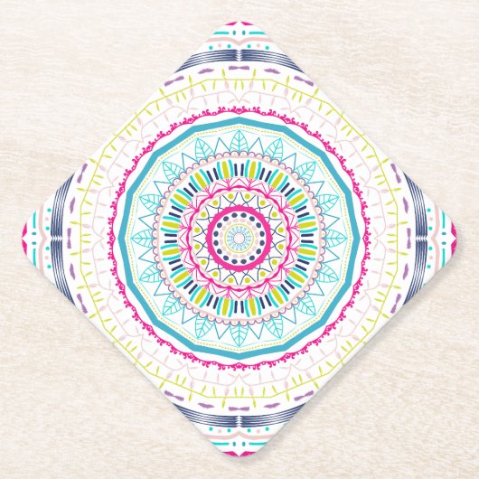 kleurrijk mandala kartonnen onderzetters (Voorkant)