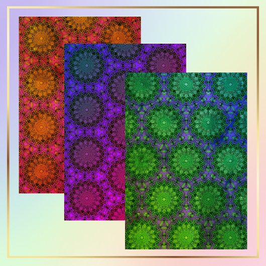 Kleurrijk Mandala naadloos patroon Inpakpapier Vel