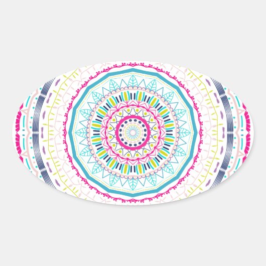 kleurrijk mandala ovale sticker (Voorkant)