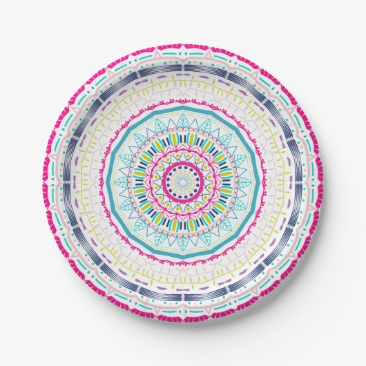 kleurrijk mandala papieren bordje (Voorkant)