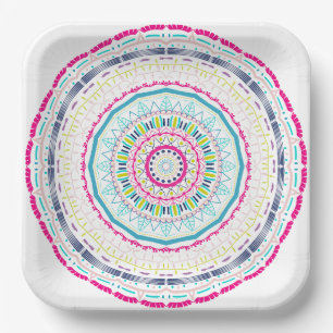 kleurrijk mandala papieren bordje