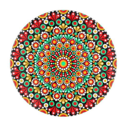 Kleurrijk Mandala Patroon Boho Stip Snijplank (Voorkant)