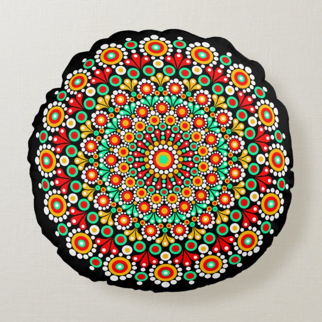 Kleurrijk Mandala Patroon Worp Kussens Boho Stip  (Voorkant)