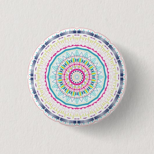 kleurrijk mandala ronde button 3,2 cm (Voorkant)