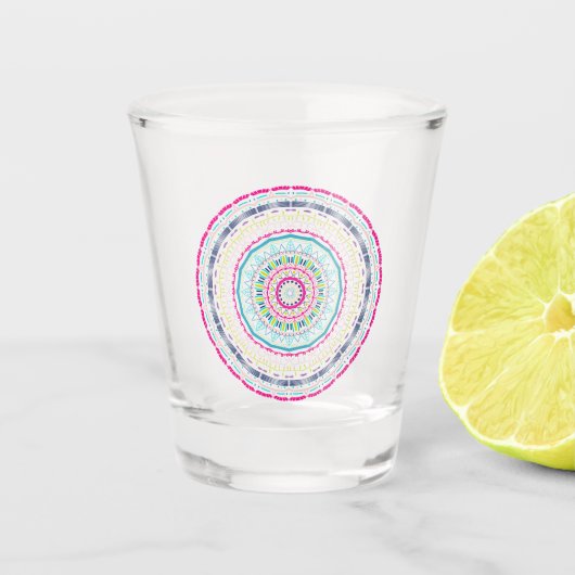 kleurrijk mandala shot glas (Voorkant)