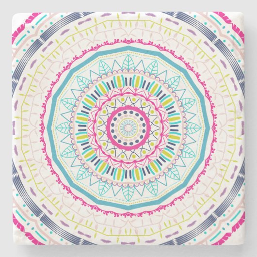 kleurrijk mandala stenen onderzetter (Voorkant)