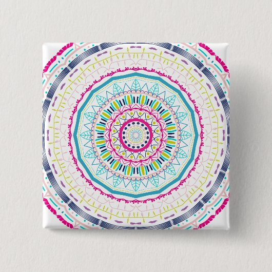 kleurrijk mandala vierkante button 5,1 cm (Voorkant)