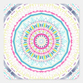 kleurrijk mandala vierkante sticker (Voorkant)