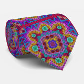 Kleurrijk mandalpatroon aanpassen stropdas (Opgerold)