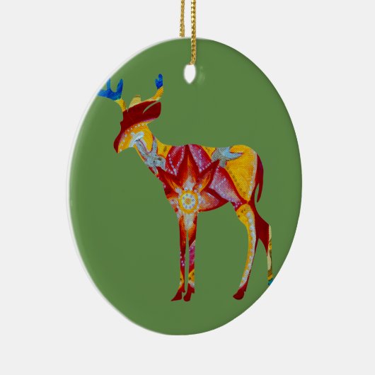 Kleurrijk mandalrendier keramisch ornament (Rechts)