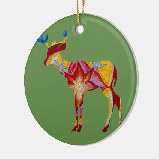 Kleurrijk mandalrendier keramisch ornament (Links)