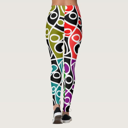 Kleurrijk Maori Kowhaiwhai patroon Leggings (Achterkant)