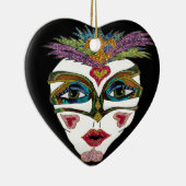 Kleurrijk Mardi Gras Glitter Veer Masker Keramisch Ornament (Rechts)