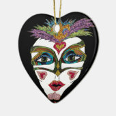 Kleurrijk Mardi Gras Glitter Veer Masker Keramisch Ornament (Links)