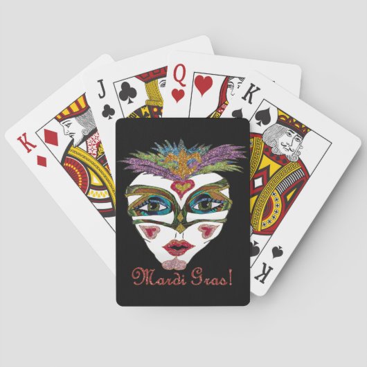 Kleurrijk Mardi Gras Glitter Veer Masker Pokerkaarten (Achterkant)
