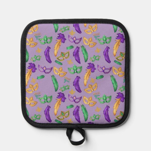 Kleurrijk Mardi Gras patroon Pannenlap (Voorkant)