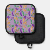 Kleurrijk Mardi Gras patroon Pannenlap (Voorkant / Achterkant)
