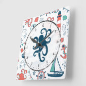 Kleurrijk marien leven met een Cute Octopus Vierkante Klok (Hoek)