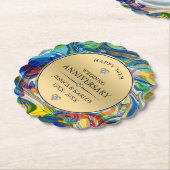 Kleurrijk Marmer 50e gouden trouwdag Kartonnen Onderzetters (Gekanteld)