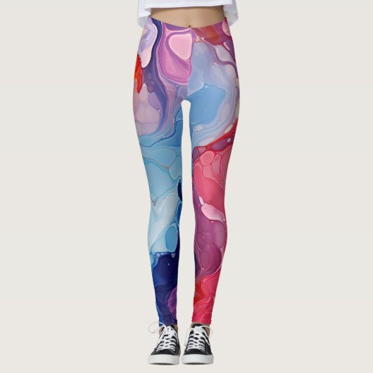 Kleurrijk marmer leggings (Voorkant)