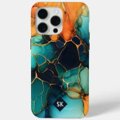 Kleurrijk Marmeren Blauw Abstract Glaskunst Monogr Case-Mate iPhone Case (Achterkant)
