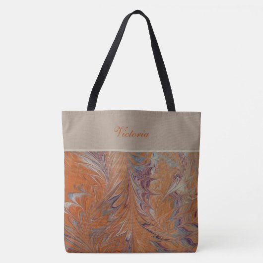 Kleurrijk marmeren monogram tote bag (Voorkant)