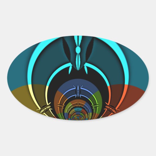 Kleurrijk Masai Shield ontwerp Ovale Sticker (Voorkant)