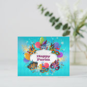 Kleurrijk Masker Gelukkig Purim Briefkaart (Staand voorkant)