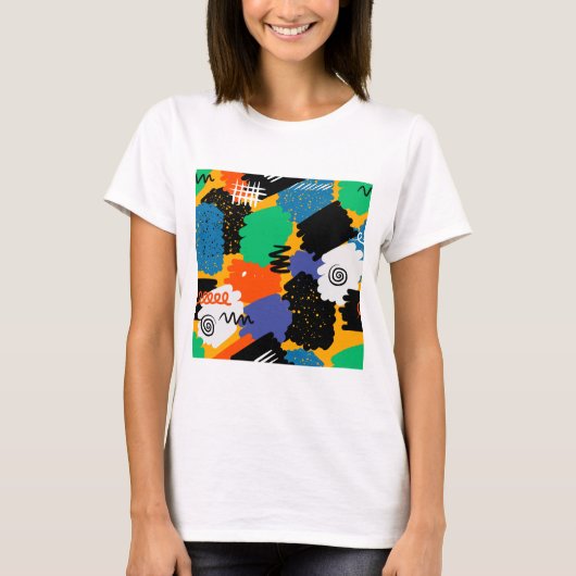 Kleurrijk maximalistisch ontwerp t-shirt (Voorkant)