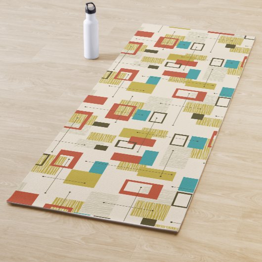 Kleurrijk Medio-Century geometrisch Naadloos Patro Yogamat (In situ)