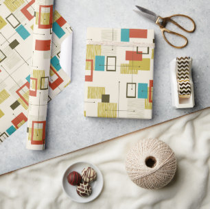 Kleurrijk Medio-Eeuw geometrisch patroon Cadeaupapier