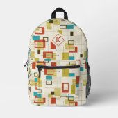Kleurrijk Medio-Eeuw Geometrisch Patroon Monogram Bedrukte Rugzak (Voorkant)