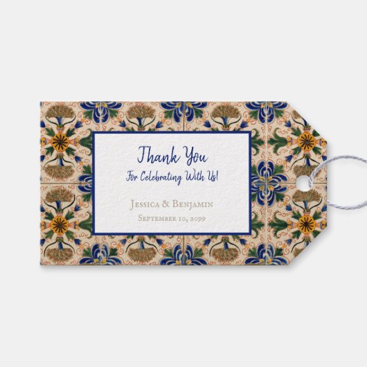 Kleurrijk mediterraan  Floral Pattern Cadeaulabel (Voorkant (Horizontaal))