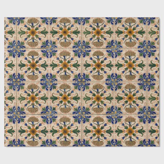 Kleurrijk mediterraan  Floral Pattern Cadeaupapier (Vlak)