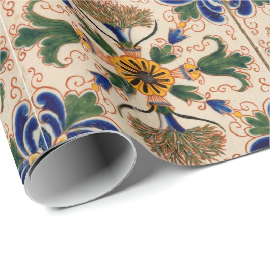 Kleurrijk mediterraan  Floral Pattern Cadeaupapier (Rol Hoek)