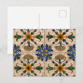 Kleurrijk mediterraan  Floral Pattern Feestdagenkaart (Voorkant / Achterkant)