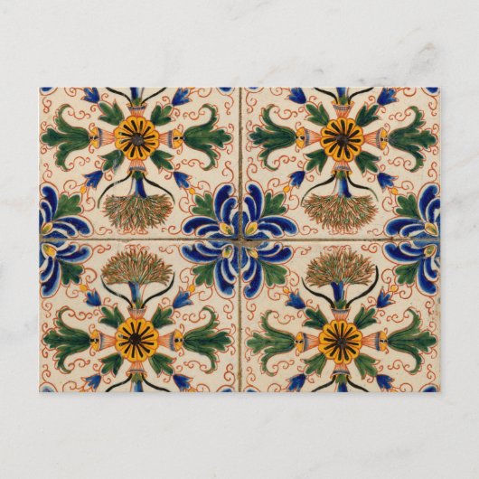 Kleurrijk mediterraan  Floral Pattern Feestdagenkaart (Voorkant)