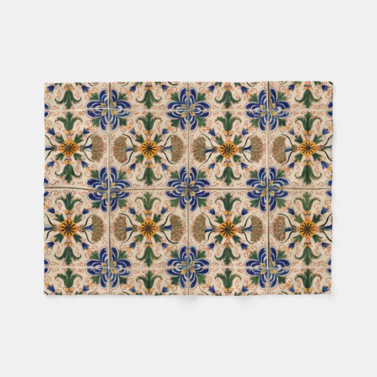 Kleurrijk mediterraan  Floral Pattern Fleece Deken (Voorkant (Horizontaal))